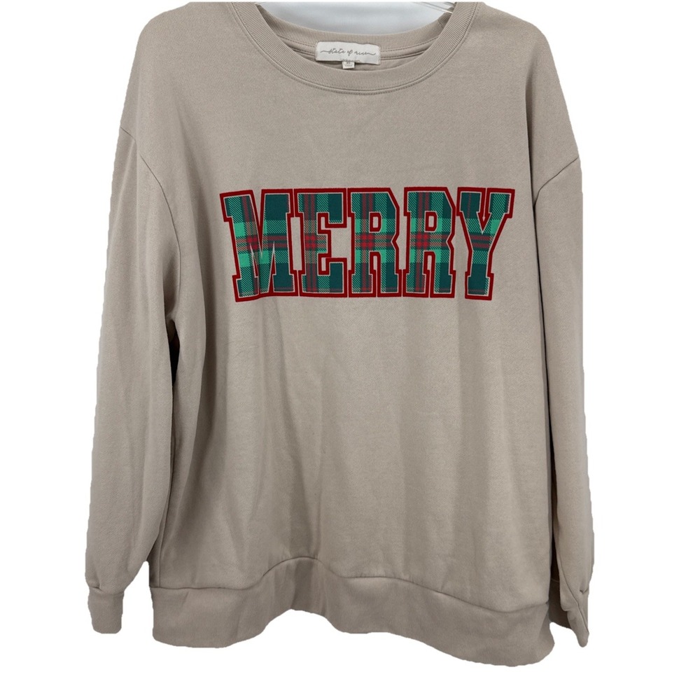 State of Mine Women's Holiday Crewneck Sweatshirt "Merry" Size XL‎